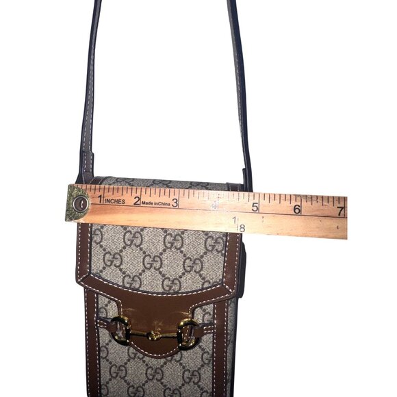 Gucci Horsebit Canvas & Leather Crossbody Bag 7.5x4.5 Inches Adjustable Strap - Picture 13 of 14
